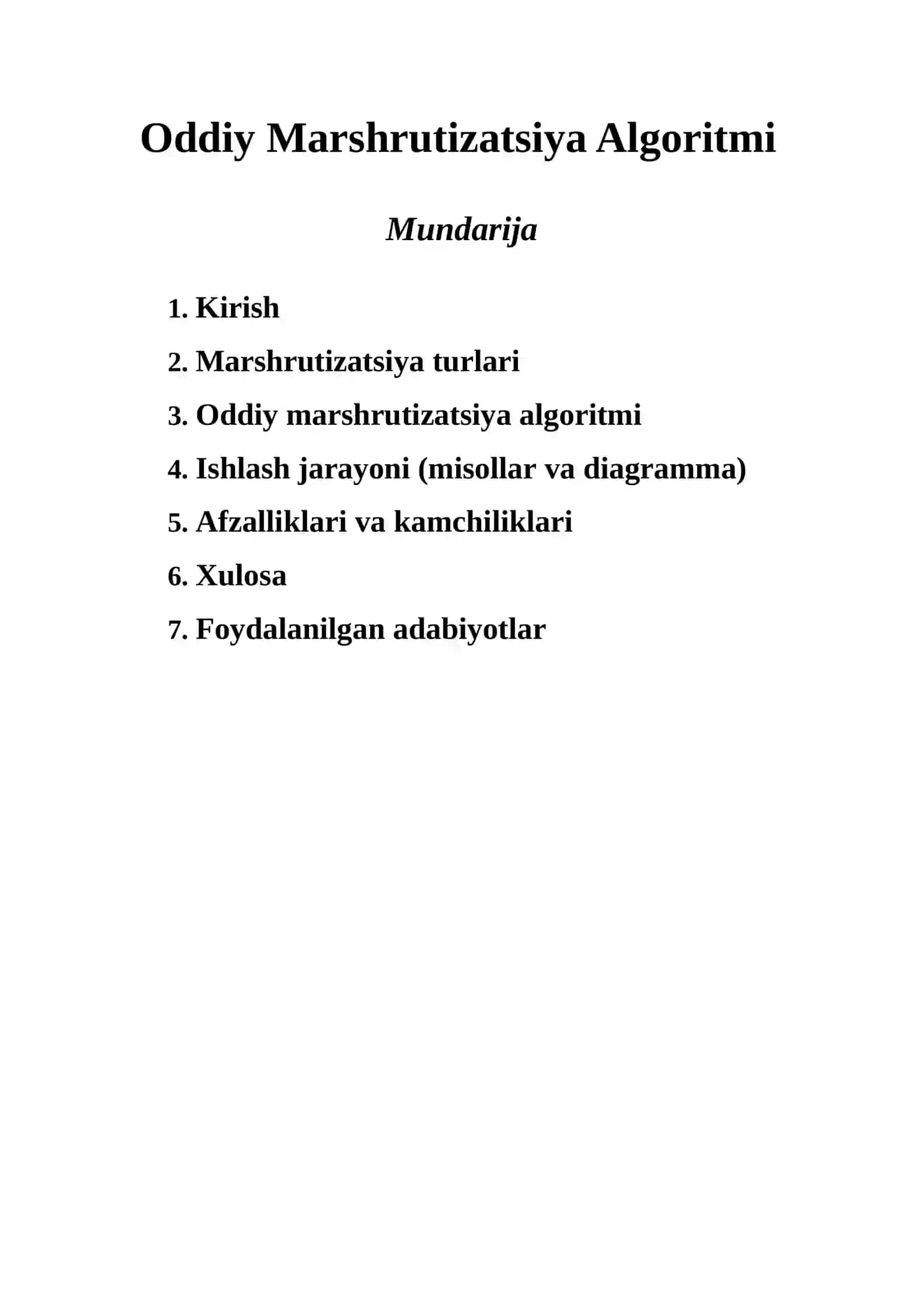 Oddiy Marshrutizatsiya Algoritmi 2