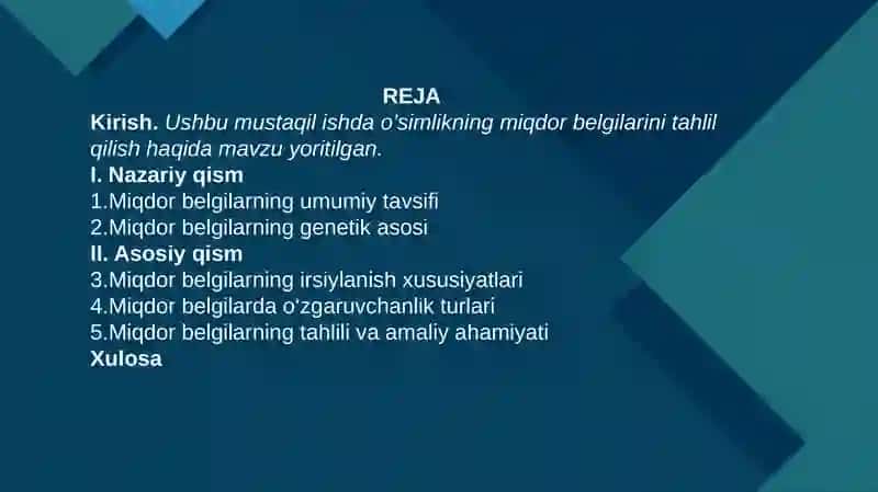 O’simliklarda miqdor belgilari va ularning irsiylanish hada o’zgaruvchanlik tahlili 2