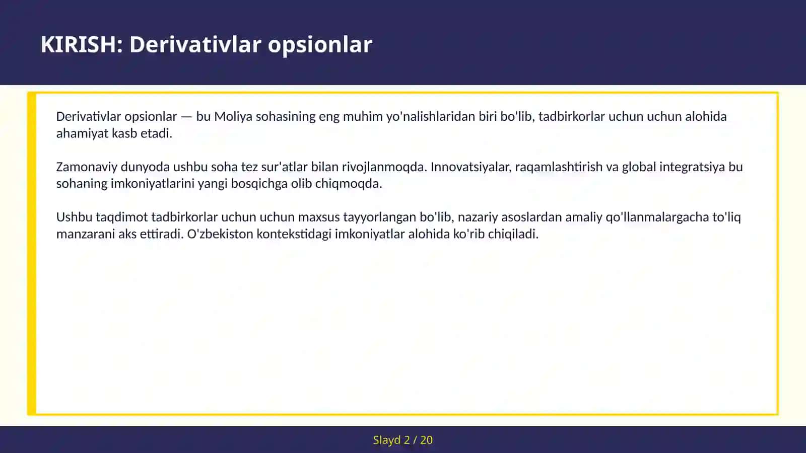 Derivativlar opsionlar 2
