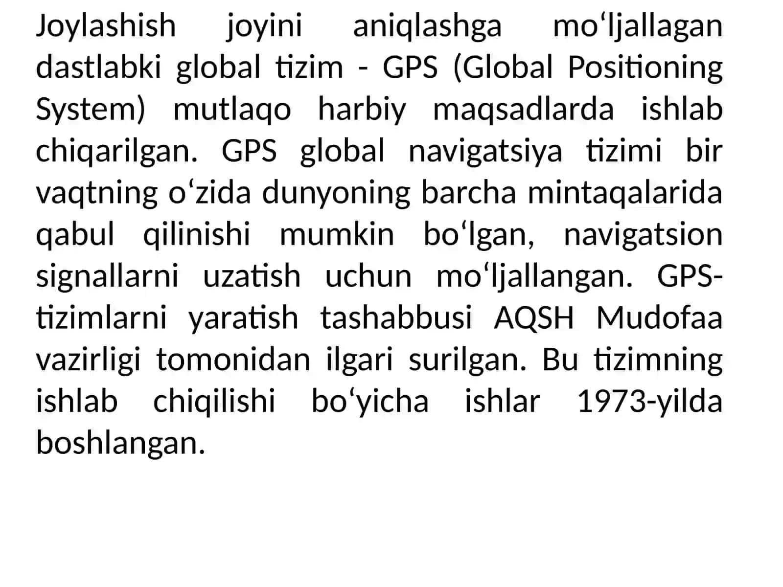 GPS-tizimlarni yaratilishi 2