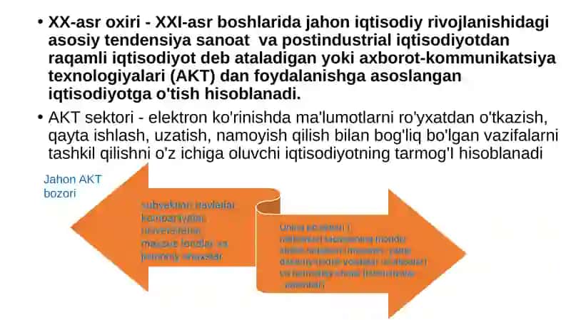 “Raqamli iqtisodiyot” faniga kirish. Raqamli iqtisodiyot va uning asosiy tarkibiy qismlari. 2