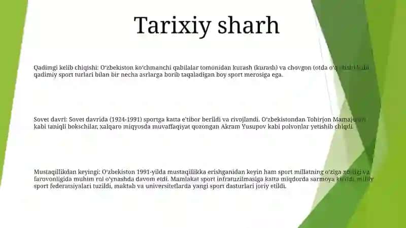 O'Zbekiston Respublikasida Sportni Rivojlantirish 2