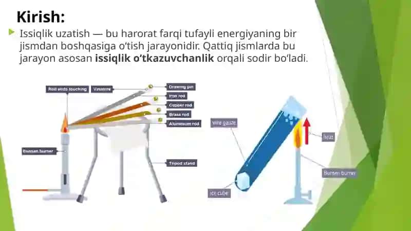 Qattiq jismlar issiqlik uzatish hodisasi 2