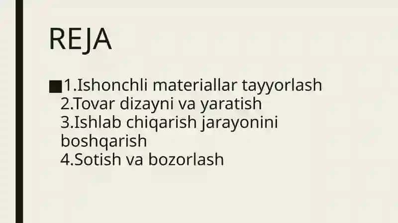 Tovar ishlab chiqarish 2