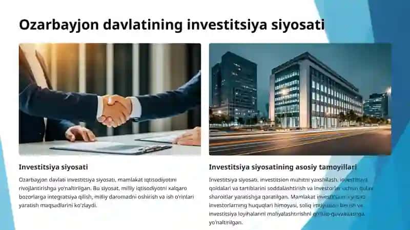 Ozarbayjon davlatining investatsiya tahlili 2