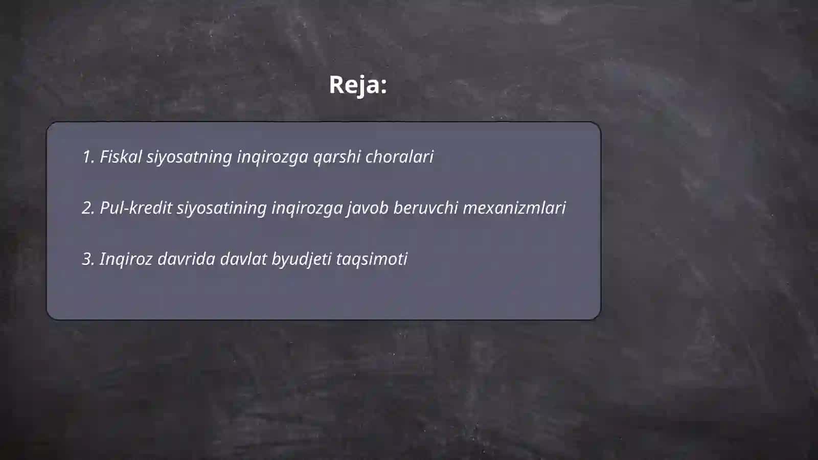 Fiskal va pul-kredit siyosatining inqirozga qarshi choralari va ularning oqibatlari 2