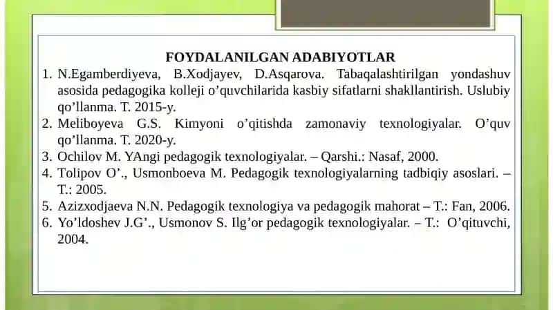 Tabaqalashtirilgan va individuallashtirilgan ta'lim texnologiyalari 2