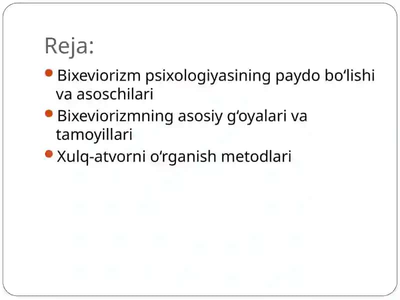 Bixeviorizm psixologiyasi 2