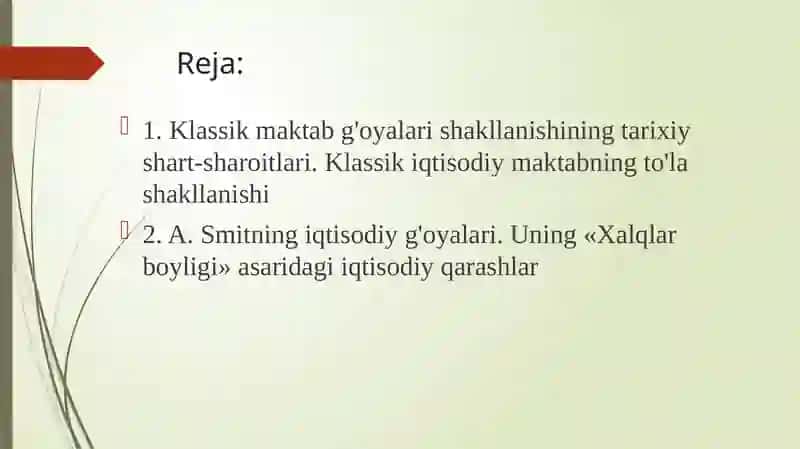 A. Smitning iqtisodiy ta'limoti 2