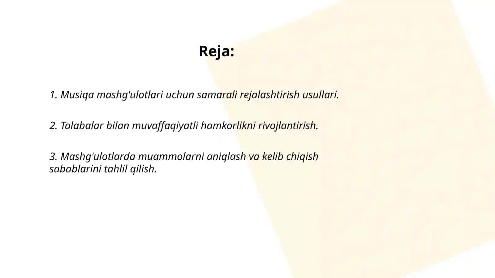 Musiqa mashgʻulotlarini tashkil etish hamda hamkorlik faoliyatlarida yuzaga keladigan kasbiy muammolarni bartaraf etish strategiyalari 2