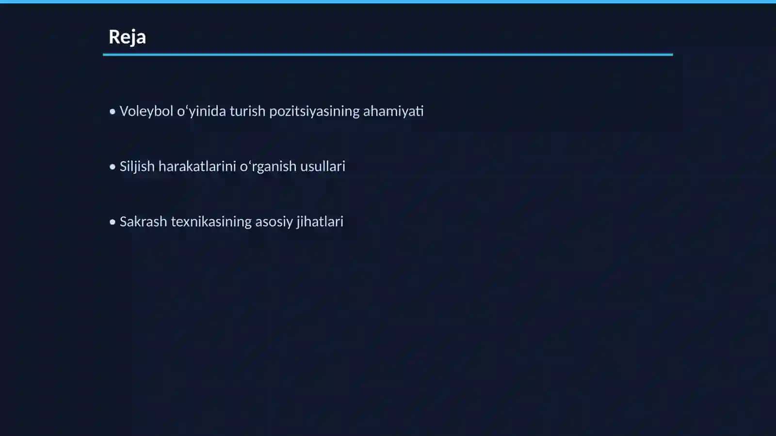 Voleybol o‘yinida holatlar va harakatlanishlar (turish, siljish, sakrash, to‘xtash, burilish) texnikasini o‘rgatish 2