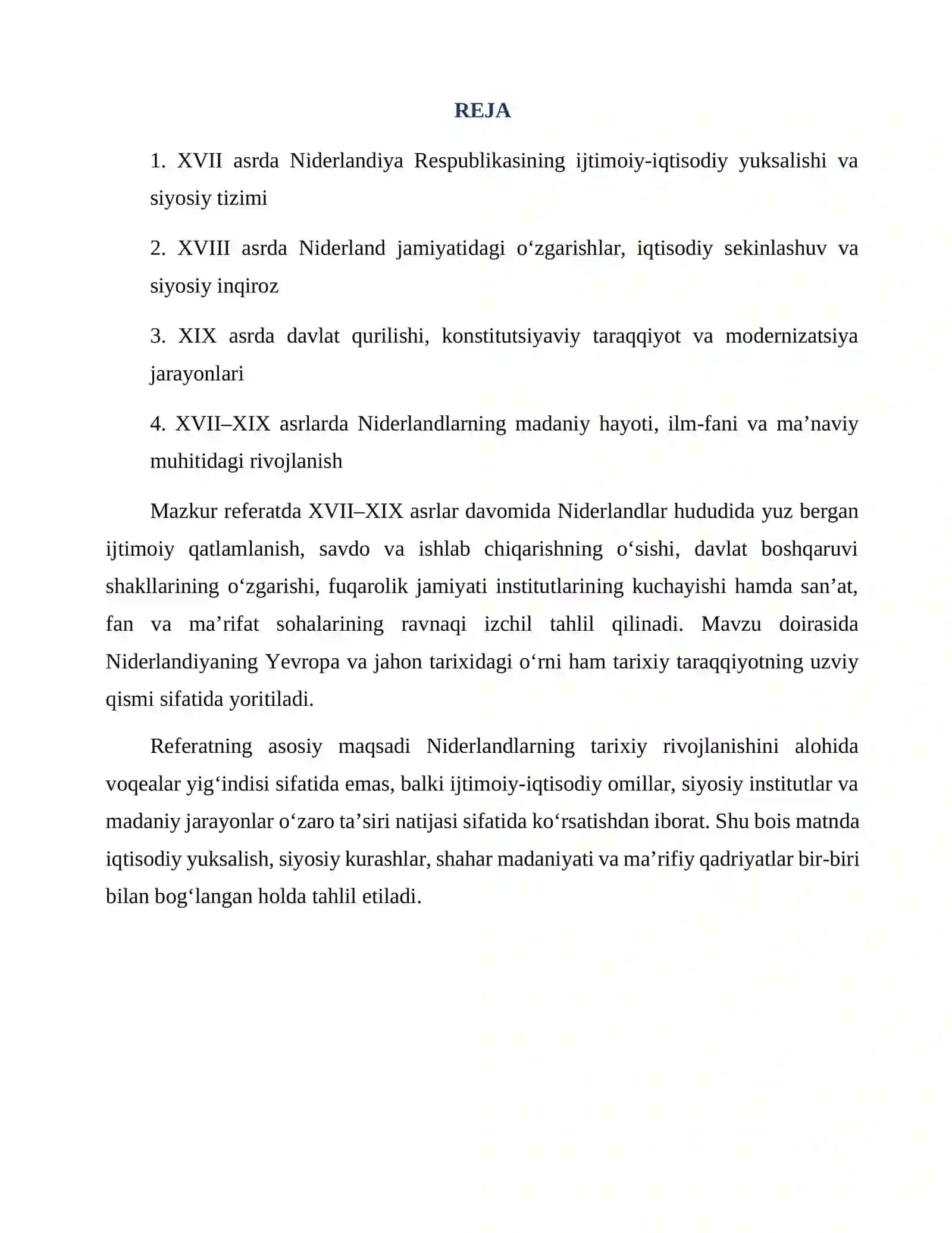 Niderlandlarning ijtimoiy-iqtisodiy, siyosiy va madaniy rivojlanishi 2