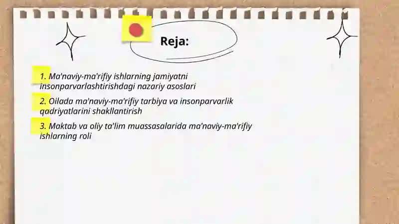 Jamiyatni insonparvarlashtirishda ma'naviy-ma'rifiy ishlarning o'rni 2