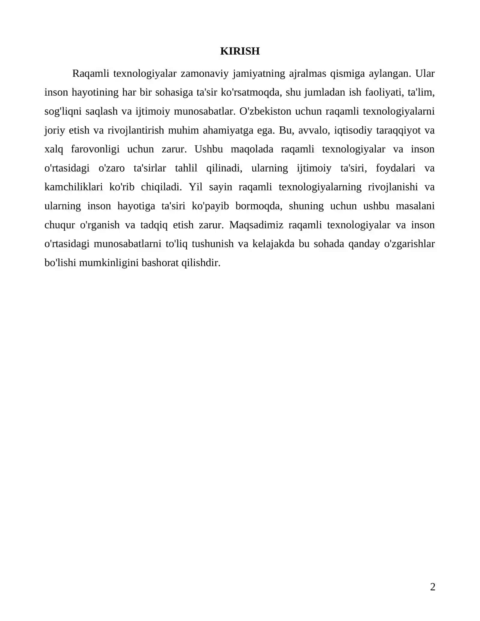 Inson va raqamli texnologiyalar o'rtasidagi munosabatlar 2