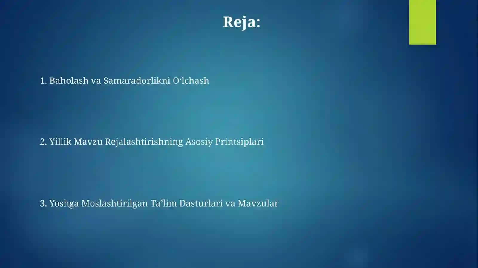Maktabgacha ta'lim tashkilotlarida yillik mavzuni rejalashtirish 2