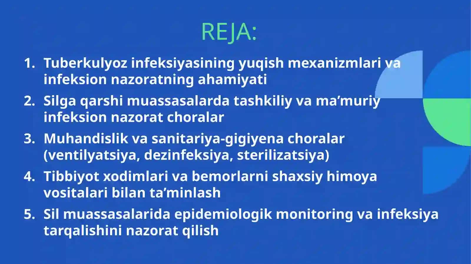 Tuberkulyozga qarshi muassasalarda infeksion nazoratni olib borish 2