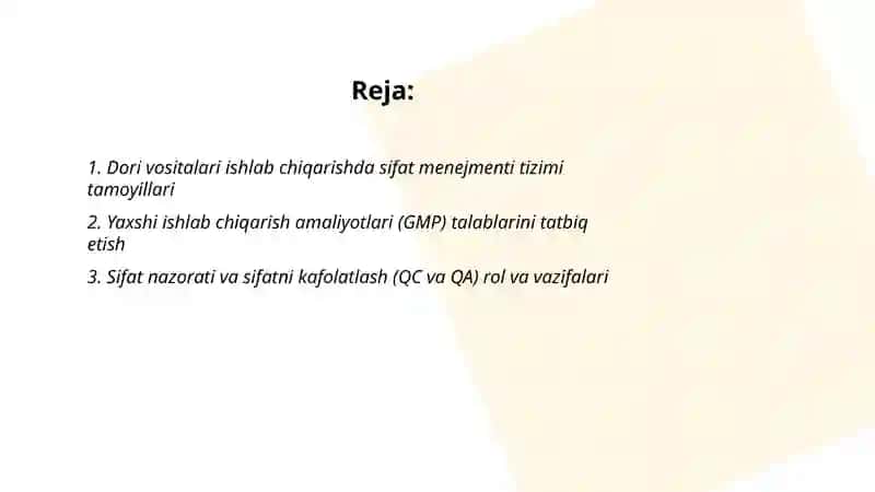 Dori vositalari ishlab chiqarishda sifat menejmenti tizimlari 2