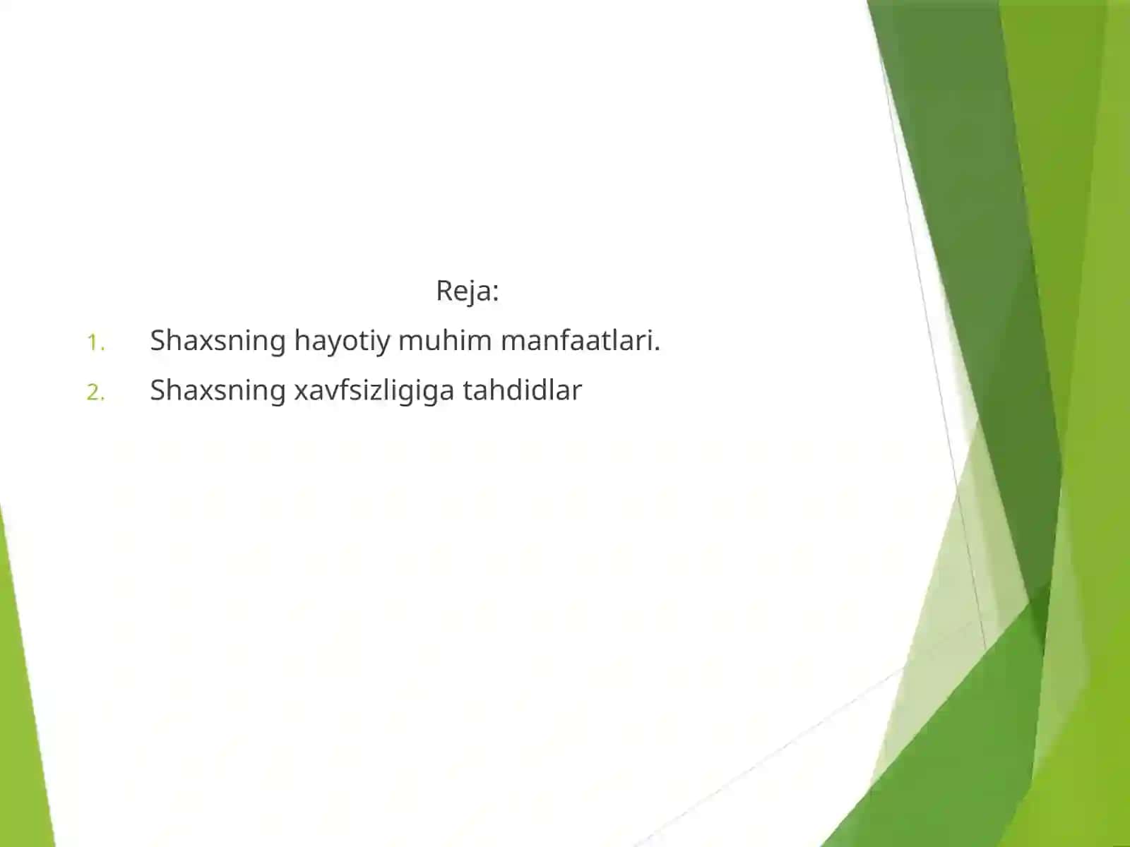 Shaxsning hayotiymuhim manfaatlari va uning xavfsizligiga tahdidlar 2