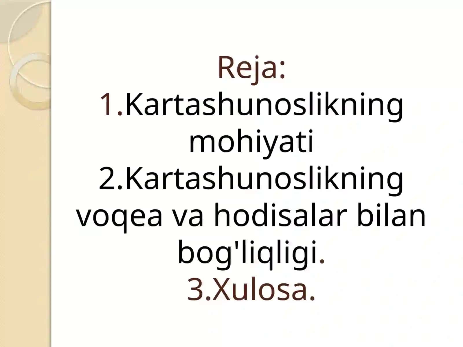 Kartashunoslikning voqea va hodisalar bilan bog'liqligi. 2
