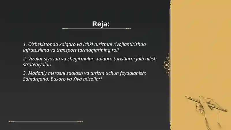 Oʻzbekistonda xalqaro va ichki turizmning rivojlanishi 2