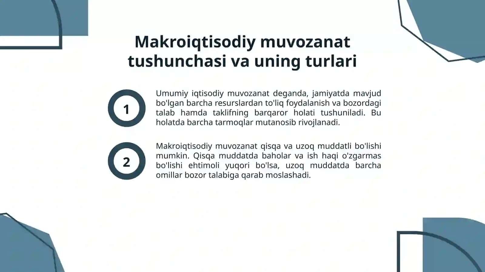 Milliy iqtisodiyot muvozanatining asosiy tushunchalari va tarkibiy qismlari 2