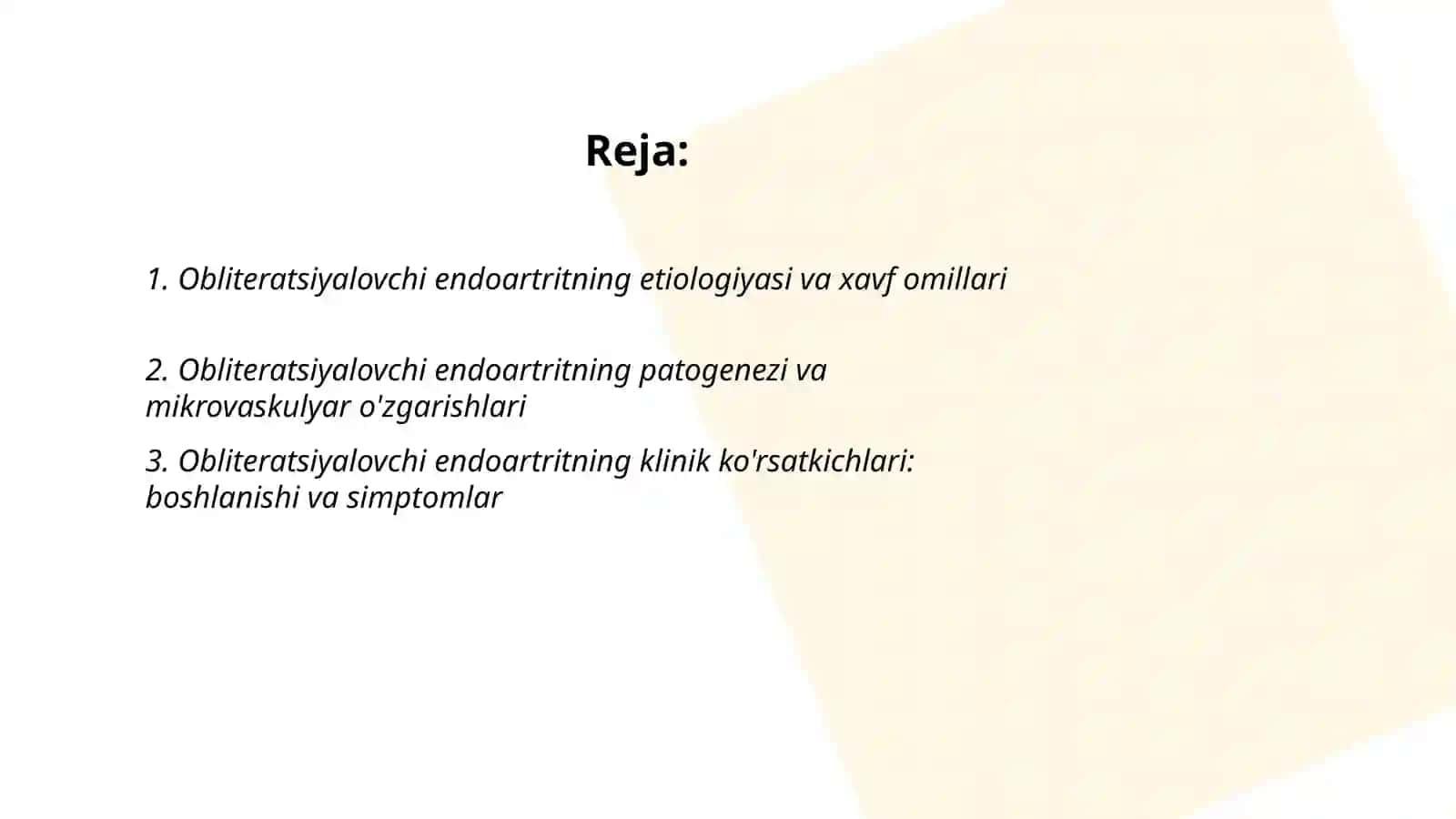 Qon tomir sistemasi kasalliklari obliteratsiyalovchi endoartrit 2