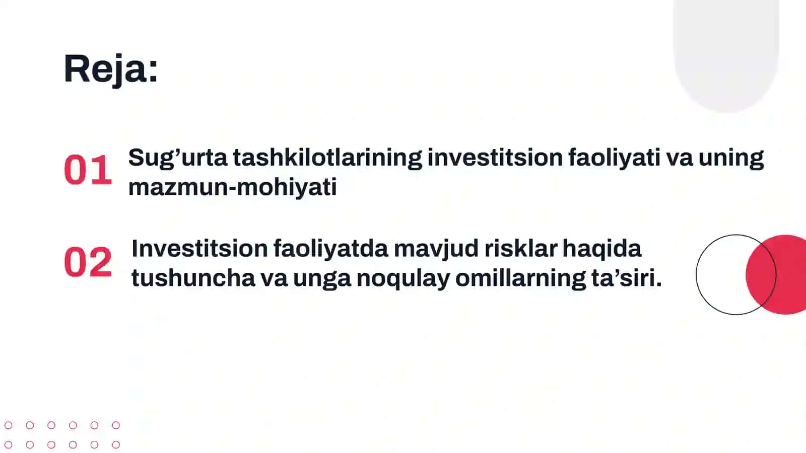 Sug’urta kompaniyasining investitsiya faoliyati 2