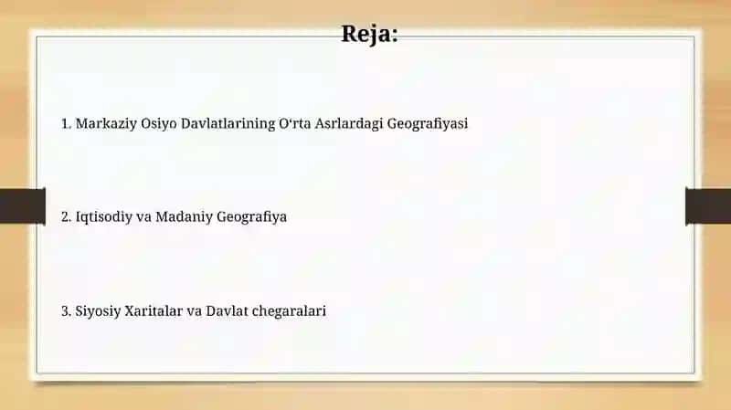 Oʻrta asrlarda Oʻrta Osiyo davlatlarining tarixiy geografiyasi 2
