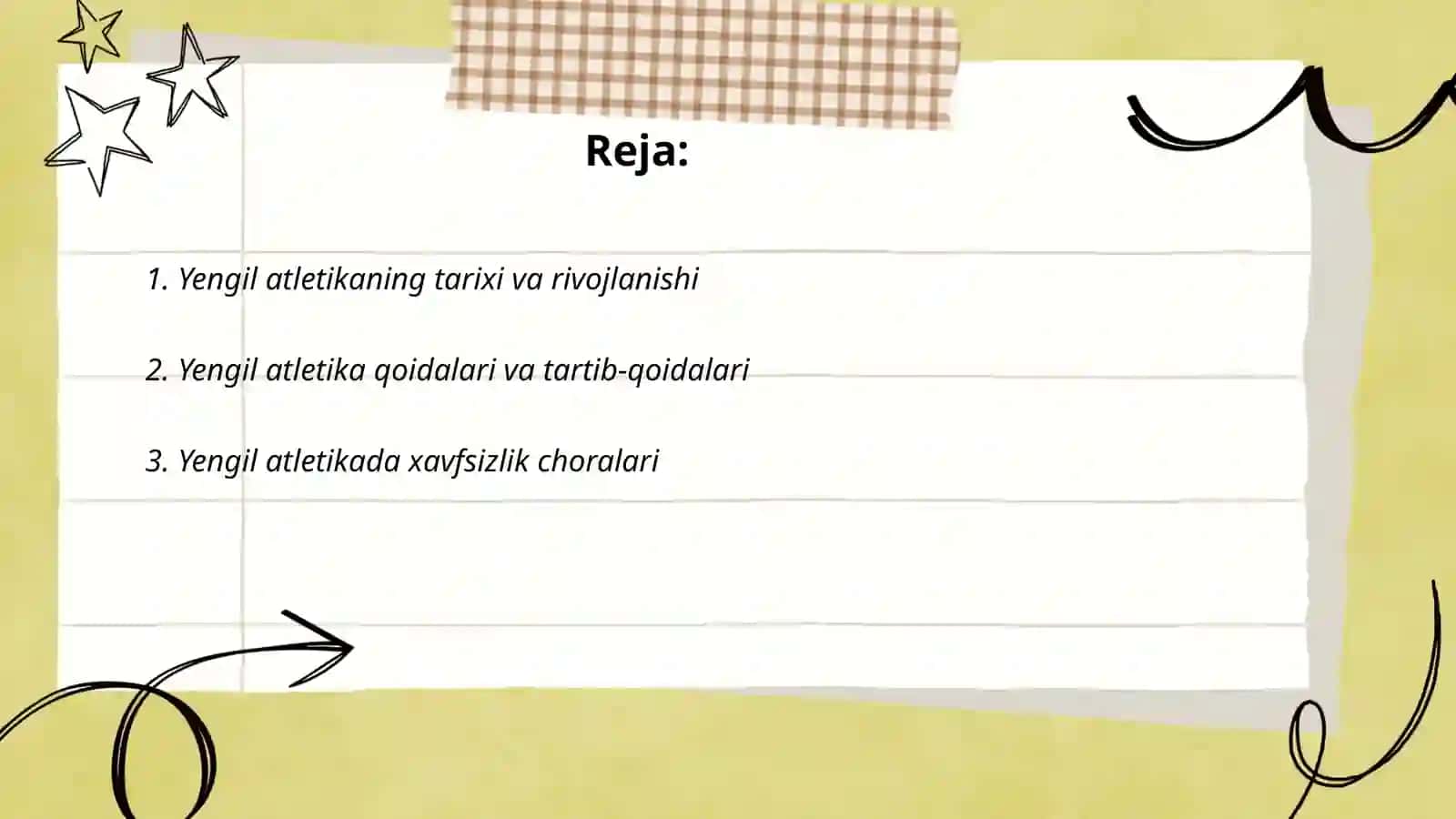 Yengil atletika darslarini tashkil qilish va oʻtkazish 2