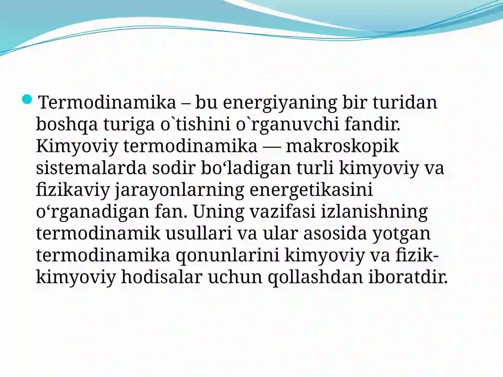TERMODINAMIKAVA BIOENERGETIKANING ILMIY ASOSLARI 2