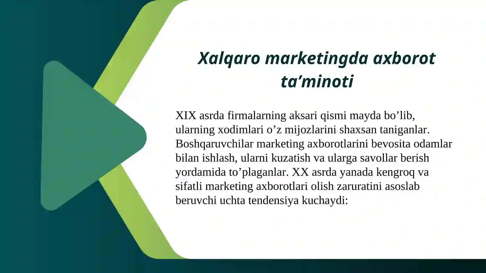 Xalqaro marketingning axborot tizimi 2