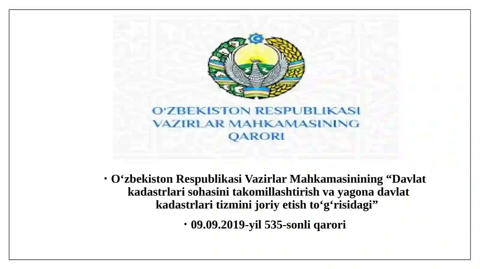 Ko’chmas mulkka doir normativ – huquqiy hujjatlar bilan tanishish 2