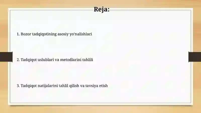 Marketing tadqiqotlarining asosiy yonalishlari 2