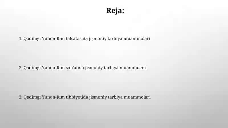 Qadimgi yunon-rum falsafasi, tibbiyot va sanʼatida jismoniy tarbiya masalalari 2