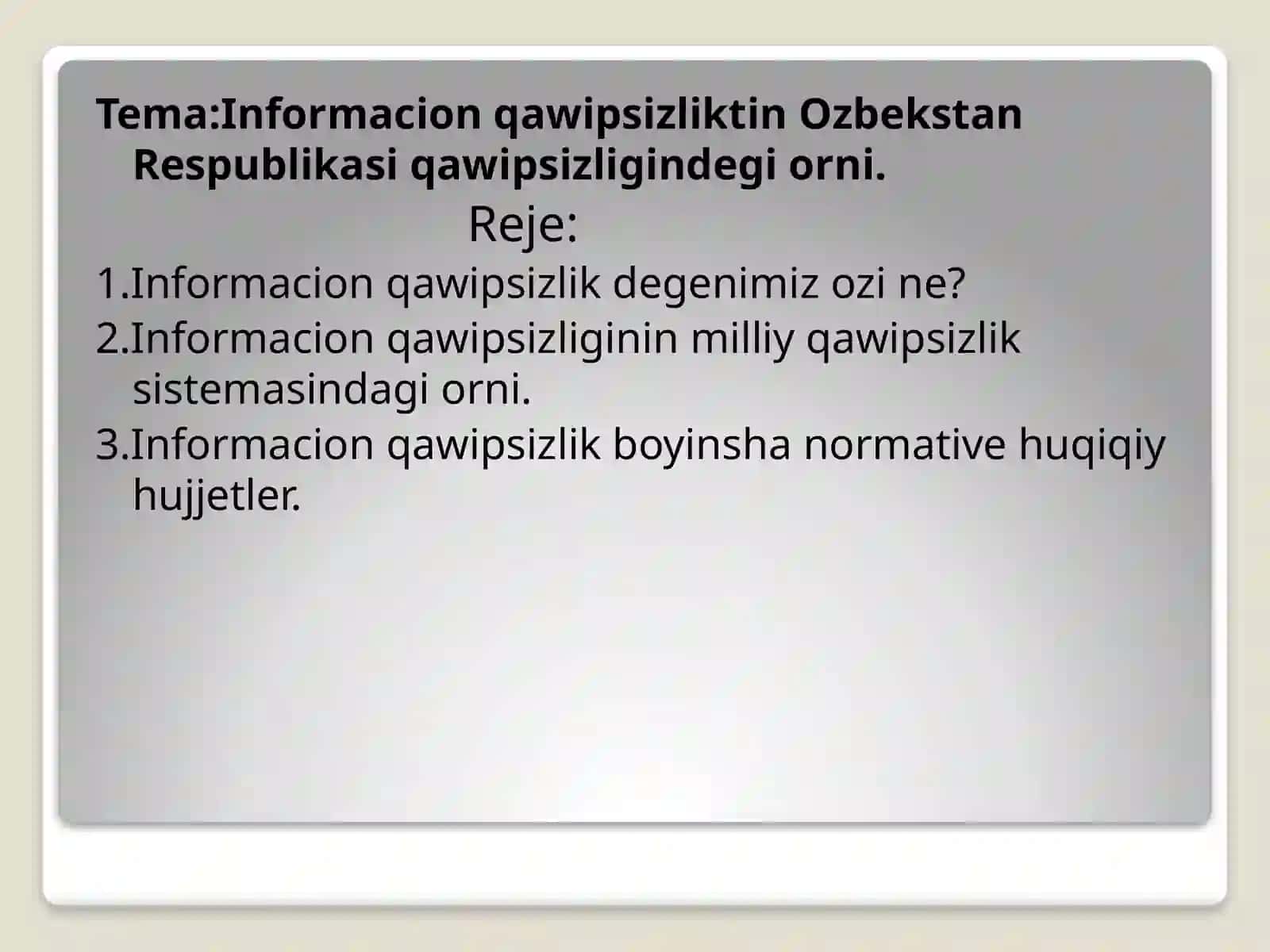 Informacion qawipsizliktin Ozbekstan Respublikasi qawipsizligindegi orni 2