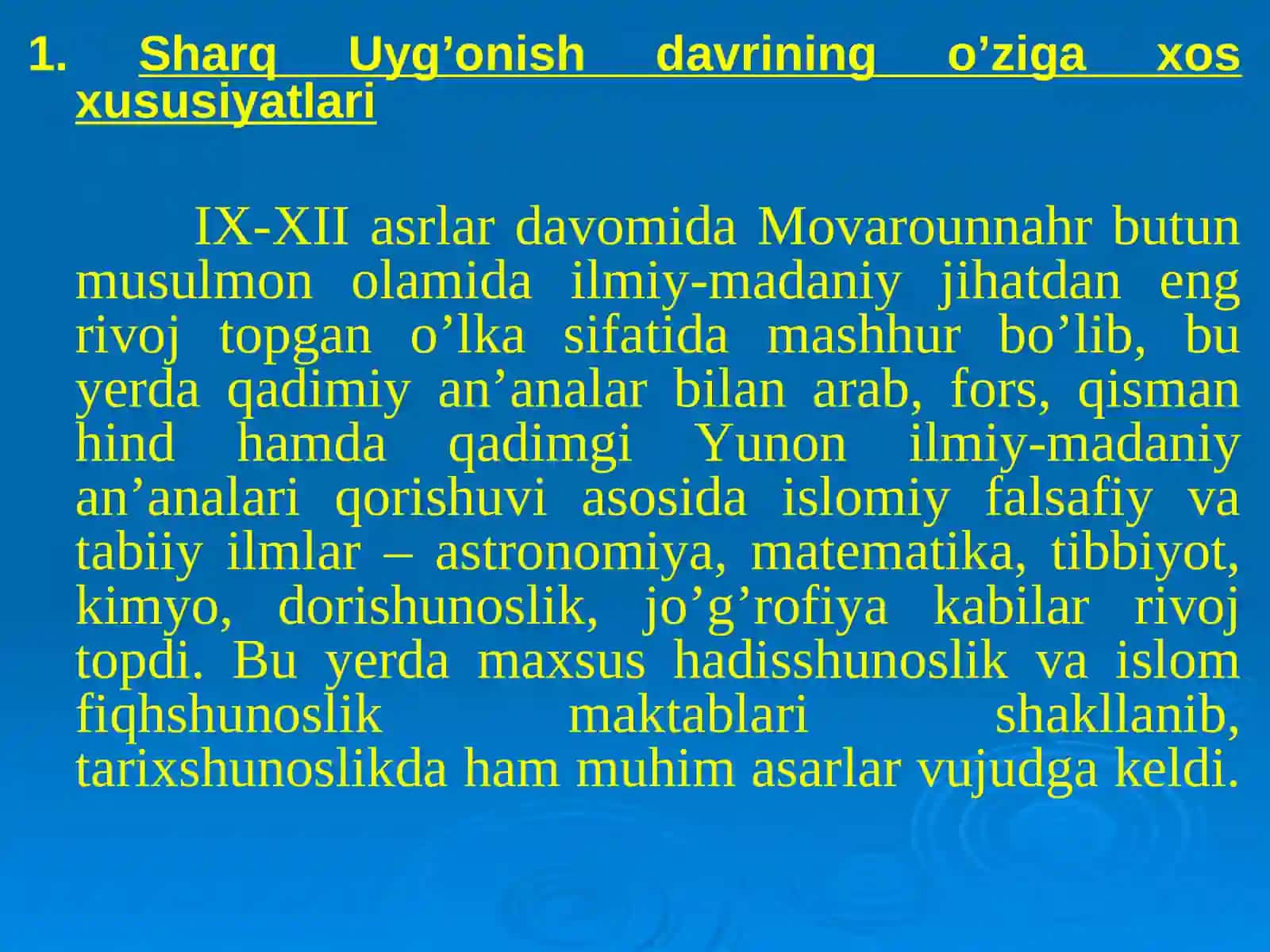 Sharq Uyg’onish davrida ta’lim-tarbiya to’g’risidagi fikrlar (IX-XII asrlar) 2
