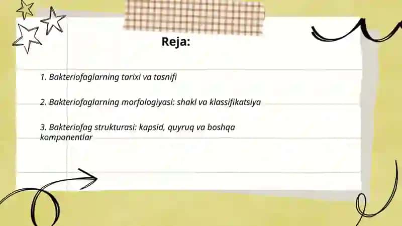Bakteriofaglar, morfologiyasi, strukturasi, repraduksiyasi, amaliyotda (davolashda, identifikatsiyada, profilaktikada) qo'llanilishi 2