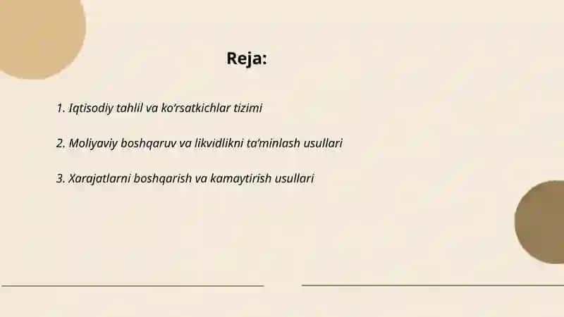 Iqtisodiy tahlil va ko‘rsatkichlar tizimi 2