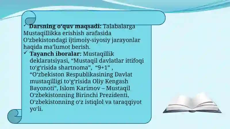 Mustaqil O‘zbekiston Respublikasining tashkil topishi va uning tarixiy ahamiyati 2