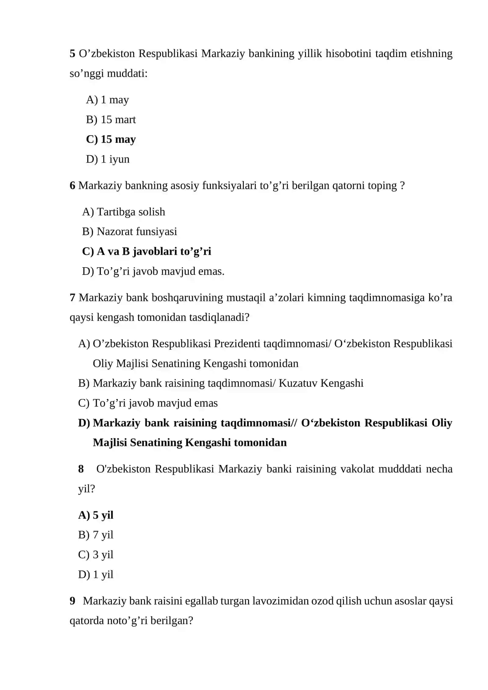 O‘ZBEKISTON RESPUBLIKASI MARKAZIY BANKI FAOLIYATINI HUQUQIY TARTIBGA SOLISH 2