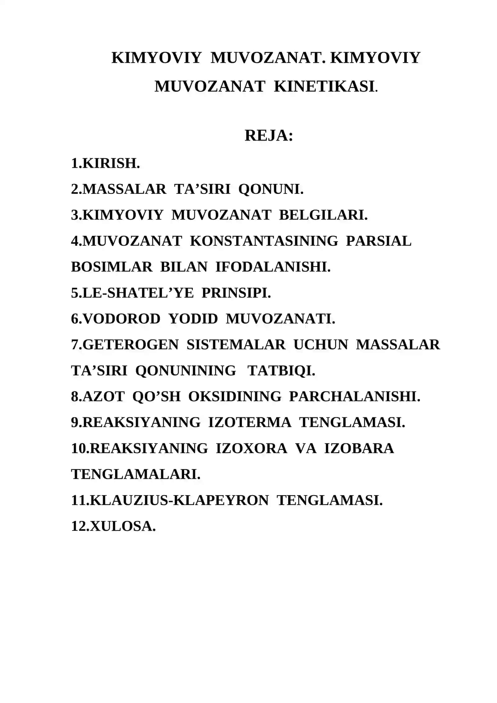 Kimyoviy muvozanat kinetikasi 2