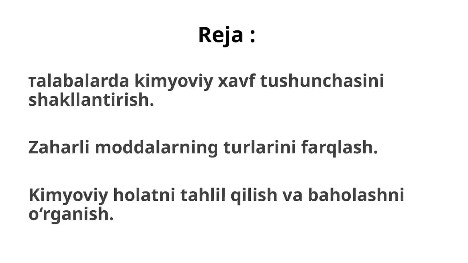 Kimyoviy qurol. Zaharli moddalarning tasnifi. Kimyoviy vaziyatni baholash 2