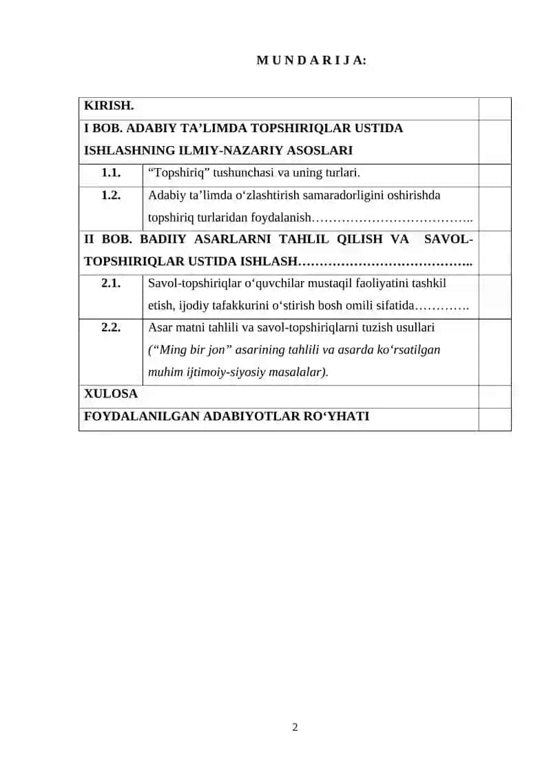 Adabiyot o‘qitish metodikasi 2