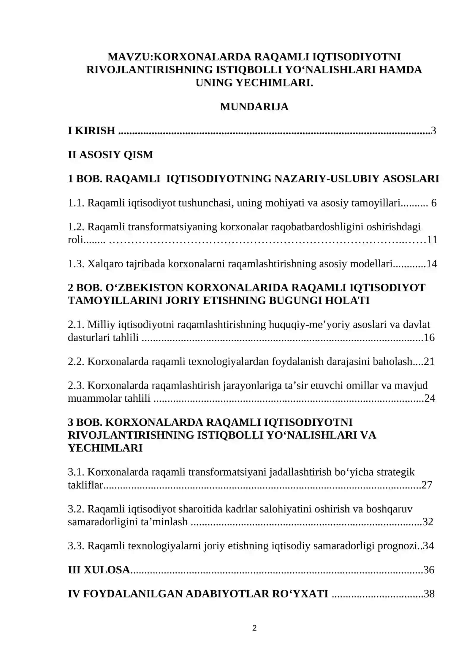 KORXONALARDA RAQAMLI IQTISODIYOTNI RIVOJLANTIRISHNING ISTIQBOLLI YO‘NALISHLARI VA YECHIMLARI 2
