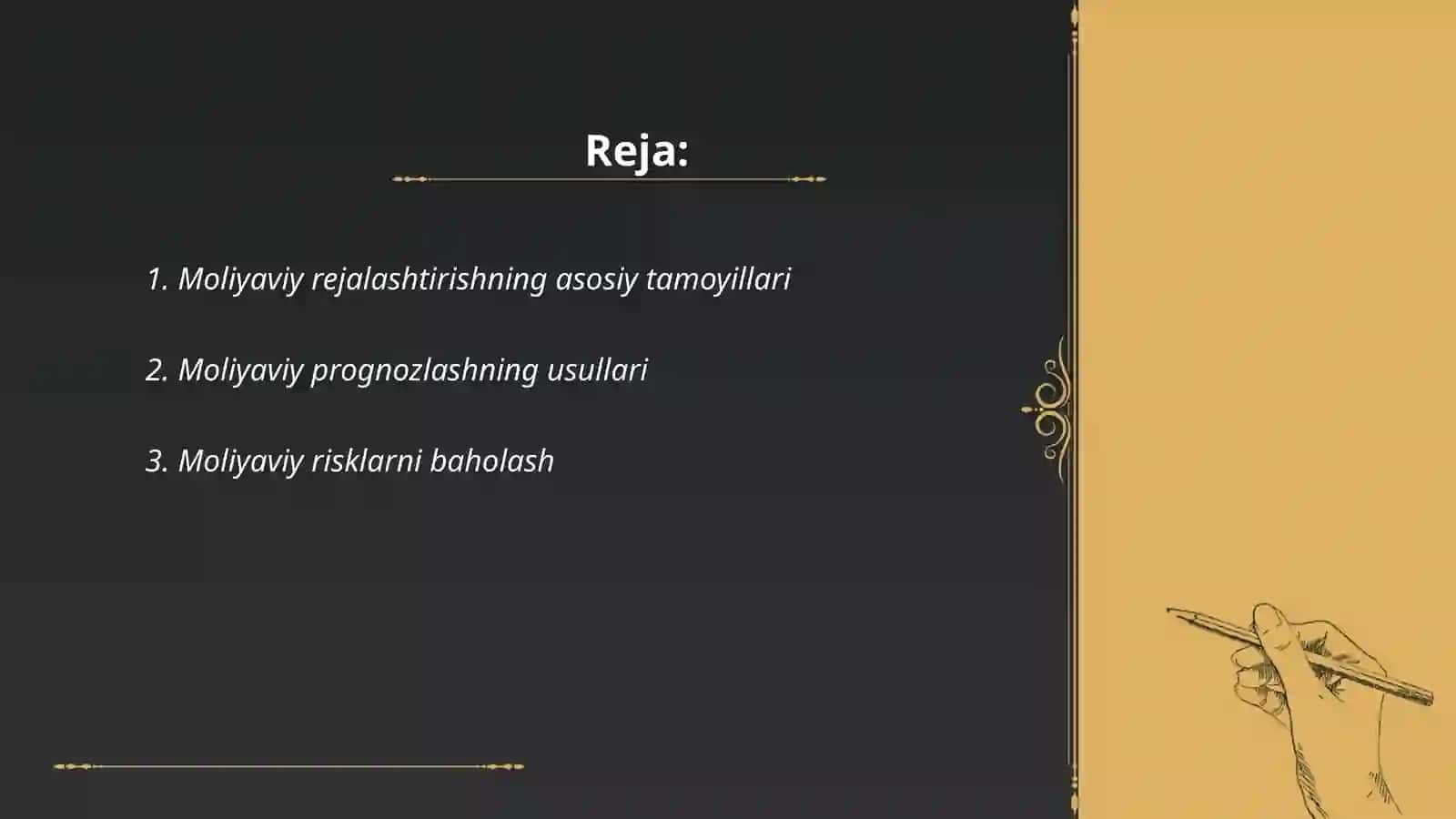 Moliyaviy rejalashtirish va prognozlashtirish 2