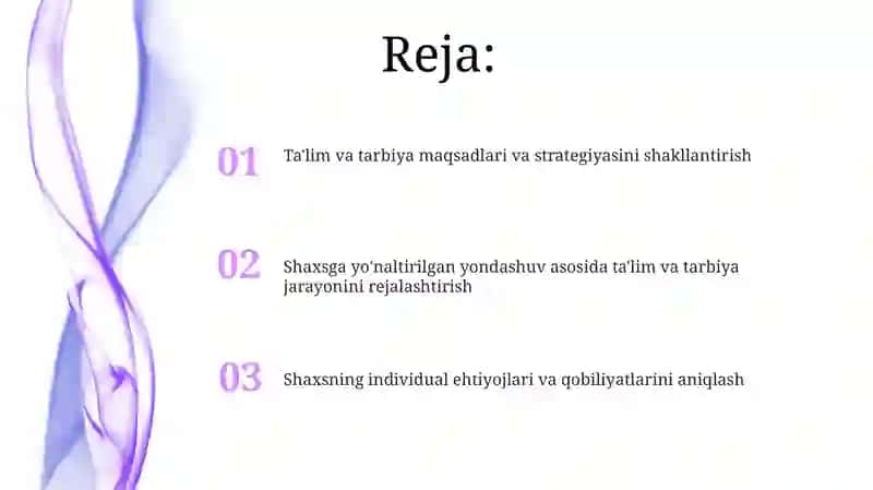 Shaxsga yo'naltirilgan yondashuv asosida ta'lim va tarbiya jarayonini rejalashtirish 2