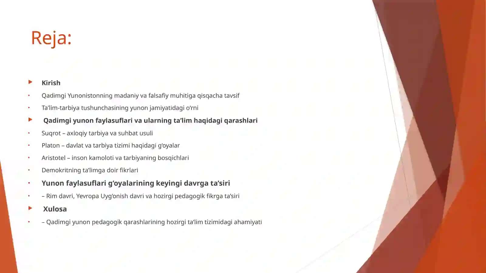 Qadimgi yunon faylasuflarining ta’lim-tarbiya xaqidagi fikrlari 2
