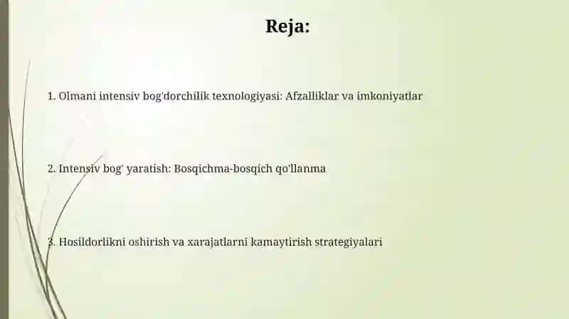 Olmani intensiv bog'dorchilik texnologiyasi 2