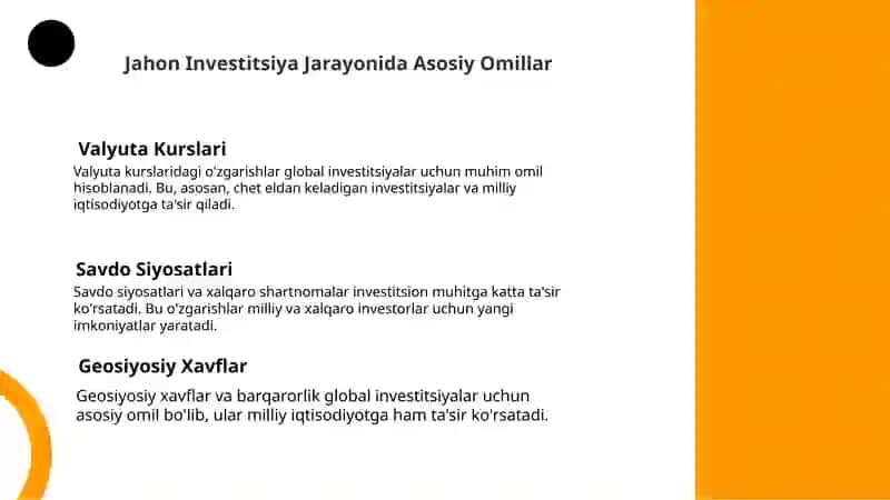 Jahon Bozorining Investitsiya Jarayoniga Ta'siri: Umumiy Ko'rinish 2