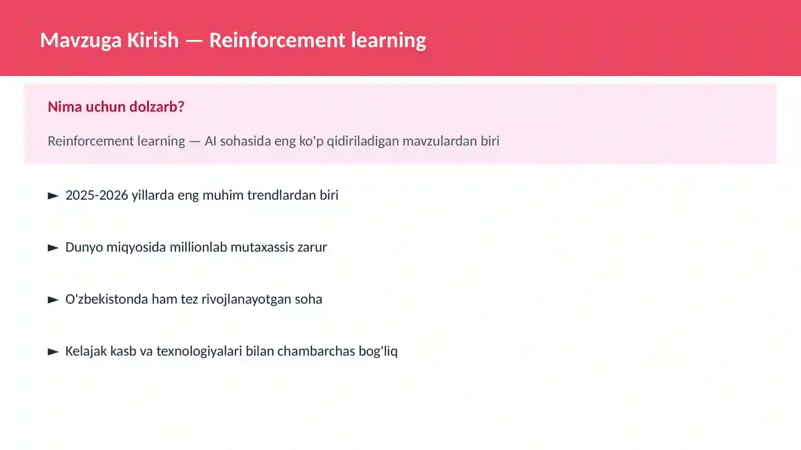 Reinforcement learning 2